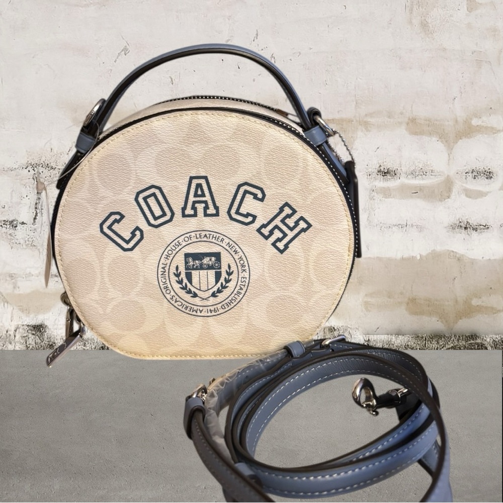 Coach NWT Canteen Crossbody In Signature Canvas With Varsity Motif